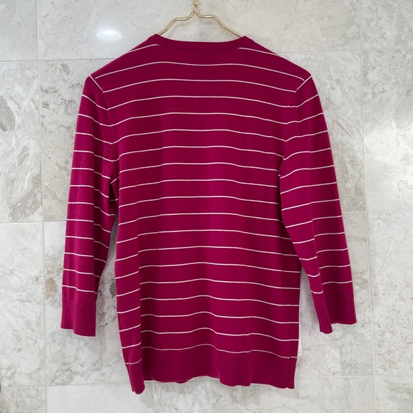 CHAPS {M} Top Mulberry White Striped NWT - Picture 7 of 8